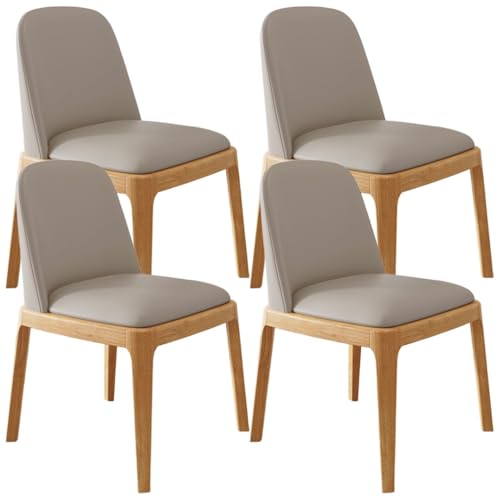 YVYKFZD Esszimmerstühle 2er/4er-Set, Esszimmerstuhl aus Holz, Gepolsterte Küchenstuhl, Küchenstühle ohne Armlehnen mit gebogener Rückenlehne, für Büros, Cafés und Bars(Light Gray+Wood,4PCS) von YVYKFZD