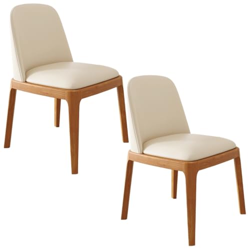 YVYKFZD Esszimmerstühle 2er/4er-Set, Esszimmerstuhl aus Holz, Gepolsterte Küchenstuhl, Küchenstühle ohne Armlehnen mit gebogener Rückenlehne, für Büros, Cafés und Bars(Off-White+Walnut,2PCS) von YVYKFZD