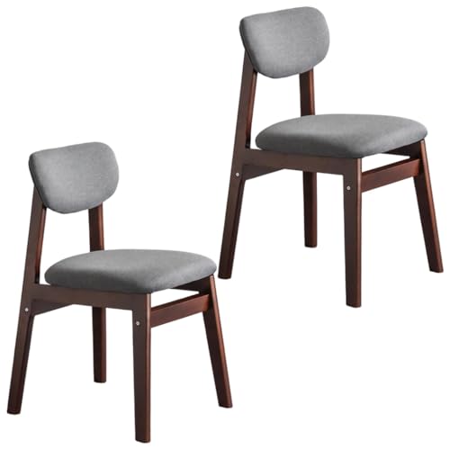 YVYKFZD Esszimmerstühle Set, Esszimmerstuhl aus Massivholz, gepolsterter Küchenstuhl mit geschwungener Rückenlehne, Küchenstühle mit abnehmbarem Sitzkissenbezug(Dark Gray+Brown,2PCS) von YVYKFZD
