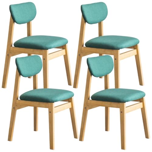 YVYKFZD Esszimmerstühle Set, Esszimmerstuhl aus Massivholz, gepolsterter Küchenstuhl mit geschwungener Rückenlehne, Küchenstühle mit abnehmbarem Sitzkissenbezug(Green+Wood Color,4PCS) von YVYKFZD