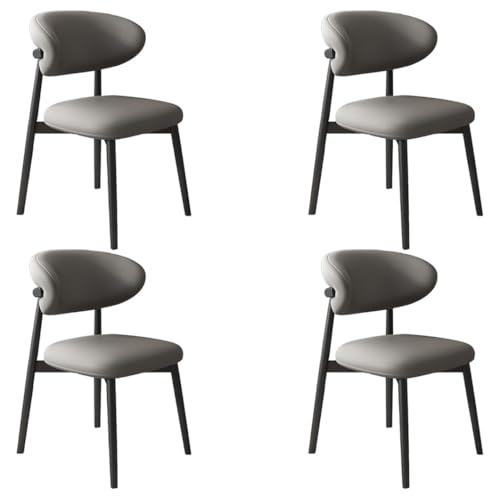 YVYKFZD Esszimmerstühle Set, Esszimmerstuhl mit Polsterung, Küchenstuhl mit Holzbeinen und geschwungener Rückenlehne, Küchenstühle aus Leder, für Büros und Restaurants(Dark Gray+Black,4PCS) von YVYKFZD
