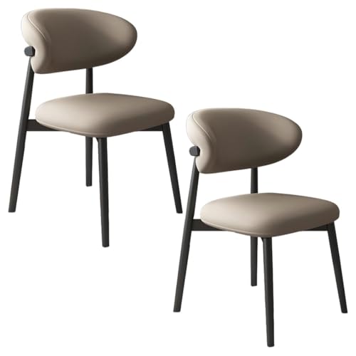YVYKFZD Esszimmerstühle Set, Esszimmerstuhl mit Polsterung, Küchenstuhl mit Holzbeinen und geschwungener Rückenlehne, Küchenstühle aus Leder, für Büros und Restaurants(Dark Khaki+Black,2PCS) von YVYKFZD