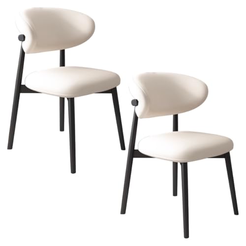 YVYKFZD Esszimmerstühle Set, Esszimmerstuhl mit Polsterung, Küchenstuhl mit Holzbeinen und geschwungener Rückenlehne, Küchenstühle aus Leder, für Büros und Restaurants(White+Black,2PCS) von YVYKFZD