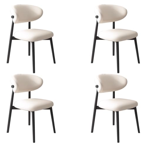 YVYKFZD Esszimmerstühle Set, Esszimmerstuhl mit Polsterung, Küchenstuhl mit Holzbeinen und geschwungener Rückenlehne, Küchenstühle aus Leder, für Büros und Restaurants(White+Black,4PCS) von YVYKFZD