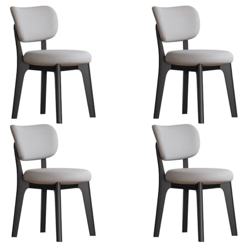 YVYKFZD Esszimmerstühle Set, Esszimmerstuhl ohne Armlehnen, Küchenstuhl mit geschwungener Rückenlehne, gepolsterter Küchenstühle aus Leder, für Büros und Restaurants(Light Gray+Black,4PCS) von YVYKFZD