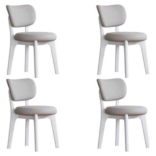 YVYKFZD Esszimmerstühle Set, Esszimmerstuhl ohne Armlehnen, Küchenstuhl mit geschwungener Rückenlehne, gepolsterter Küchenstühle aus Leder, für Büros und Restaurants(Light Gray+White,4PCS) von YVYKFZD