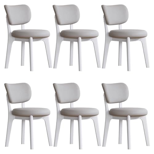 YVYKFZD Esszimmerstühle Set, Esszimmerstuhl ohne Armlehnen, Küchenstuhl mit geschwungener Rückenlehne, gepolsterter Küchenstühle aus Leder, für Büros und Restaurants(Light Gray+White,6PCS) von YVYKFZD