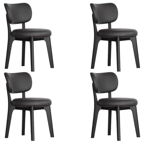 YVYKFZD Esszimmerstühle Set, Esszimmerstuhl ohne Armlehnen, Küchenstuhl mit geschwungener Rückenlehne, gepolsterter Küchenstühle aus Leder, für Büros und Restaurants(Nero,4PCS) von YVYKFZD