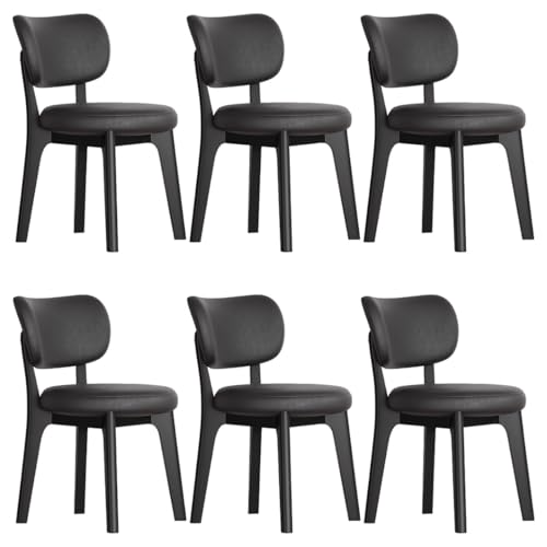 YVYKFZD Esszimmerstühle Set, Esszimmerstuhl ohne Armlehnen, Küchenstuhl mit geschwungener Rückenlehne, gepolsterter Küchenstühle aus Leder, für Büros und Restaurants(Nero,6PCS) von YVYKFZD