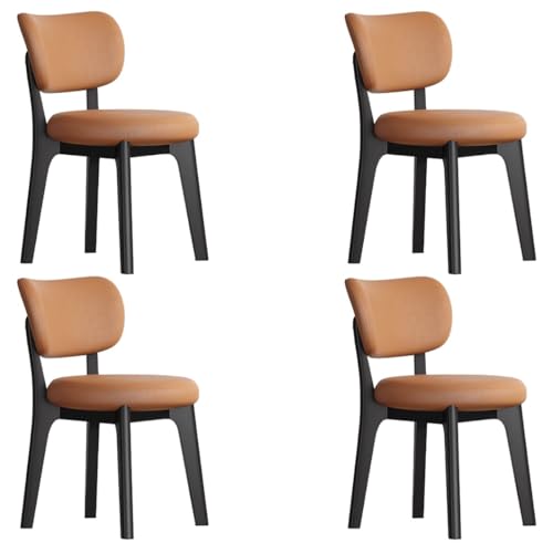 YVYKFZD Esszimmerstühle Set, Esszimmerstuhl ohne Armlehnen, Küchenstuhl mit geschwungener Rückenlehne, gepolsterter Küchenstühle aus Leder, für Büros und Restaurants(Orange+Black,4PCS) von YVYKFZD