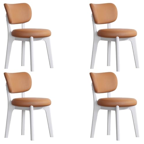 YVYKFZD Esszimmerstühle Set, Esszimmerstuhl ohne Armlehnen, Küchenstuhl mit geschwungener Rückenlehne, gepolsterter Küchenstühle aus Leder, für Büros und Restaurants(Orange+White,4PCS) von YVYKFZD