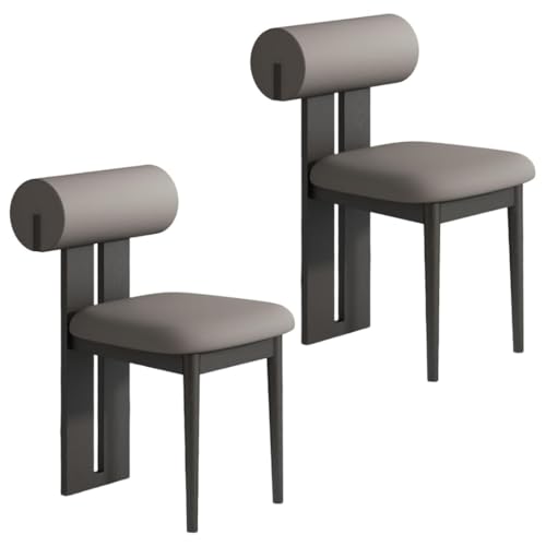 YVYKFZD Esszimmerstühle Set aus Holz, gepolsterte Esszimmerstuhl, Küchenstuhl ohne Armlehnen, einzigartiger Küchenstühle, für Büro, Schlafzimmer, Arbeitszimmer(Dark Gray+Black,2PCS) von YVYKFZD