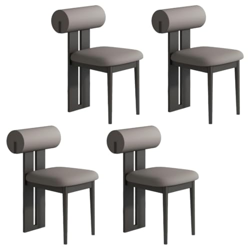 YVYKFZD Esszimmerstühle Set aus Holz, gepolsterte Esszimmerstuhl, Küchenstuhl ohne Armlehnen, einzigartiger Küchenstühle, für Büro, Schlafzimmer, Arbeitszimmer(Dark Gray+Black,4PCS) von YVYKFZD