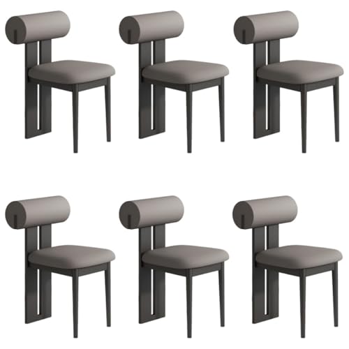 YVYKFZD Esszimmerstühle Set aus Holz, gepolsterte Esszimmerstuhl, Küchenstuhl ohne Armlehnen, einzigartiger Küchenstühle, für Büro, Schlafzimmer, Arbeitszimmer(Dark Gray+Black,6PCS) von YVYKFZD