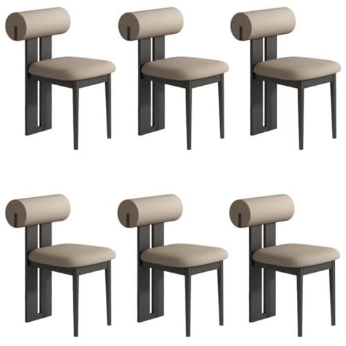 YVYKFZD Esszimmerstühle Set aus Holz, gepolsterte Esszimmerstuhl, Küchenstuhl ohne Armlehnen, einzigartiger Küchenstühle, für Büro, Schlafzimmer, Arbeitszimmer(Dark Khaki+Black,6PCS) von YVYKFZD