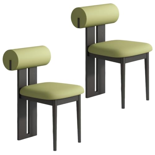 YVYKFZD Esszimmerstühle Set aus Holz, gepolsterte Esszimmerstuhl, Küchenstuhl ohne Armlehnen, einzigartiger Küchenstühle, für Büro, Schlafzimmer, Arbeitszimmer(Green+Black,2PCS) von YVYKFZD