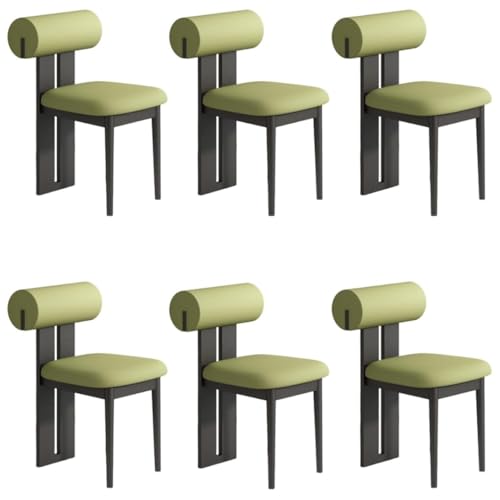YVYKFZD Esszimmerstühle Set aus Holz, gepolsterte Esszimmerstuhl, Küchenstuhl ohne Armlehnen, einzigartiger Küchenstühle, für Büro, Schlafzimmer, Arbeitszimmer(Green+Black,6PCS) von YVYKFZD
