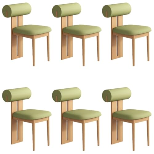 YVYKFZD Esszimmerstühle Set aus Holz, gepolsterte Esszimmerstuhl, Küchenstuhl ohne Armlehnen, einzigartiger Küchenstühle, für Büro, Schlafzimmer, Arbeitszimmer(Green+Wood,6PCS) von YVYKFZD