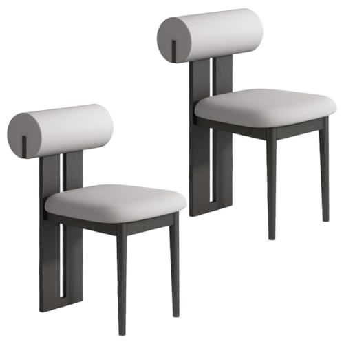 YVYKFZD Esszimmerstühle Set aus Holz, gepolsterte Esszimmerstuhl, Küchenstuhl ohne Armlehnen, einzigartiger Küchenstühle, für Büro, Schlafzimmer, Arbeitszimmer(Light Gray+Black,2PCS) von YVYKFZD