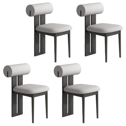 YVYKFZD Esszimmerstühle Set aus Holz, gepolsterte Esszimmerstuhl, Küchenstuhl ohne Armlehnen, einzigartiger Küchenstühle, für Büro, Schlafzimmer, Arbeitszimmer(Light Gray+Black,4PCS) von YVYKFZD