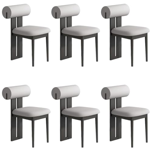 YVYKFZD Esszimmerstühle Set aus Holz, gepolsterte Esszimmerstuhl, Küchenstuhl ohne Armlehnen, einzigartiger Küchenstühle, für Büro, Schlafzimmer, Arbeitszimmer(Light Gray+Black,6PCS) von YVYKFZD