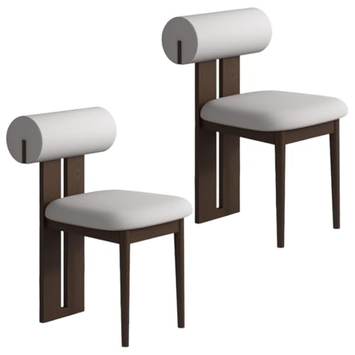 YVYKFZD Esszimmerstühle Set aus Holz, gepolsterte Esszimmerstuhl, Küchenstuhl ohne Armlehnen, einzigartiger Küchenstühle, für Büro, Schlafzimmer, Arbeitszimmer(Light Gray+Walnut,2PCS) von YVYKFZD