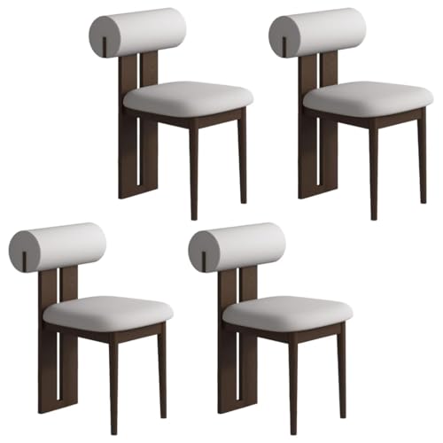YVYKFZD Esszimmerstühle Set aus Holz, gepolsterte Esszimmerstuhl, Küchenstuhl ohne Armlehnen, einzigartiger Küchenstühle, für Büro, Schlafzimmer, Arbeitszimmer(Light Gray+Walnut,4PCS) von YVYKFZD