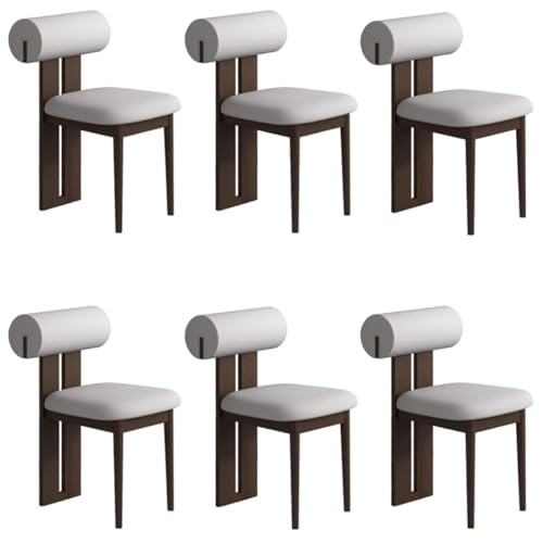 YVYKFZD Esszimmerstühle Set aus Holz, gepolsterte Esszimmerstuhl, Küchenstuhl ohne Armlehnen, einzigartiger Küchenstühle, für Büro, Schlafzimmer, Arbeitszimmer(Light Gray+Walnut,6PCS) von YVYKFZD