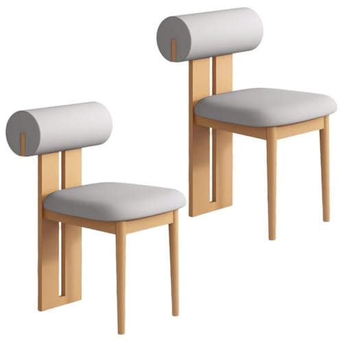 YVYKFZD Esszimmerstühle Set aus Holz, gepolsterte Esszimmerstuhl, Küchenstuhl ohne Armlehnen, einzigartiger Küchenstühle, für Büro, Schlafzimmer, Arbeitszimmer(Light Gray+Wood,2PCS) von YVYKFZD