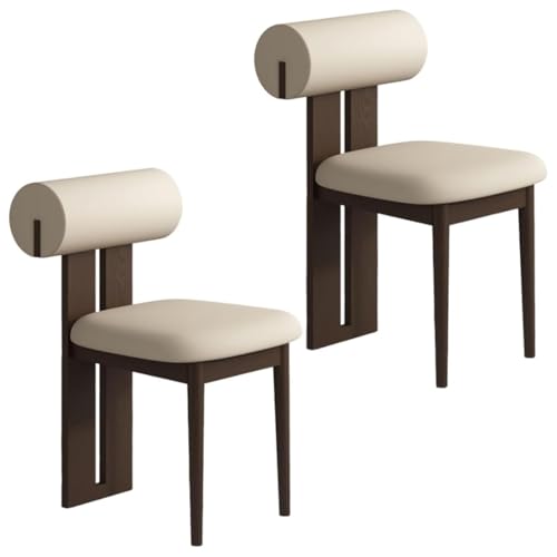 YVYKFZD Esszimmerstühle Set aus Holz, gepolsterte Esszimmerstuhl, Küchenstuhl ohne Armlehnen, einzigartiger Küchenstühle, für Büro, Schlafzimmer, Arbeitszimmer(Light Khaki+Walnut,2PCS) von YVYKFZD