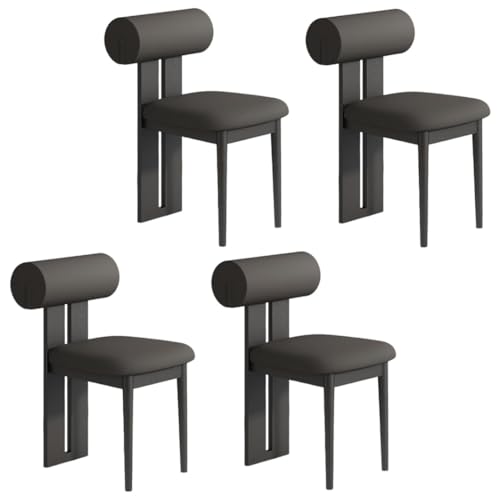YVYKFZD Esszimmerstühle Set aus Holz, gepolsterte Esszimmerstuhl, Küchenstuhl ohne Armlehnen, einzigartiger Küchenstühle, für Büro, Schlafzimmer, Arbeitszimmer(Nero,4PCS) von YVYKFZD