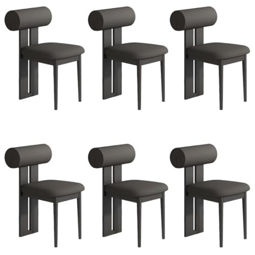 YVYKFZD Esszimmerstühle Set aus Holz, gepolsterte Esszimmerstuhl, Küchenstuhl ohne Armlehnen, einzigartiger Küchenstühle, für Büro, Schlafzimmer, Arbeitszimmer(Nero,6PCS) von YVYKFZD