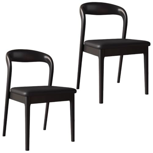 YVYKFZD Esszimmerstühle aus Holz, 2er/4er/6er-Set, Esszimmerstuhl Set ohne Armlehnen, Gepolsterte Küchenstuhl, Küchenstühle mit gebogener Rückenlehne, für Restaurants(Black+Black,2PCS) von YVYKFZD