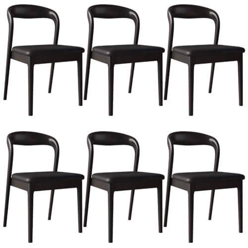YVYKFZD Esszimmerstühle aus Holz, 2er/4er/6er-Set, Esszimmerstuhl Set ohne Armlehnen, Gepolsterte Küchenstuhl, Küchenstühle mit gebogener Rückenlehne, für Restaurants(Black+Black,6PCS) von YVYKFZD