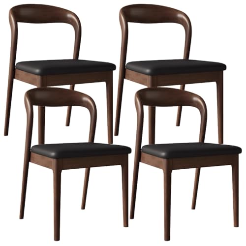 YVYKFZD Esszimmerstühle aus Holz, 2er/4er/6er-Set, Esszimmerstuhl Set ohne Armlehnen, Gepolsterte Küchenstuhl, Küchenstühle mit gebogener Rückenlehne, für Restaurants(Black+Walnut,4PCS) von YVYKFZD