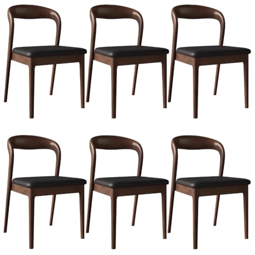 YVYKFZD Esszimmerstühle aus Holz, 2er/4er/6er-Set, Esszimmerstuhl Set ohne Armlehnen, Gepolsterte Küchenstuhl, Küchenstühle mit gebogener Rückenlehne, für Restaurants(Black+Walnut,6PCS) von YVYKFZD