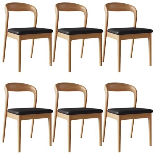 YVYKFZD Esszimmerstühle aus Holz, 2er/4er/6er-Set, Esszimmerstuhl Set ohne Armlehnen, Gepolsterte Küchenstuhl, Küchenstühle mit gebogener Rückenlehne, für Restaurants(Black+Wood,6PCS) von YVYKFZD