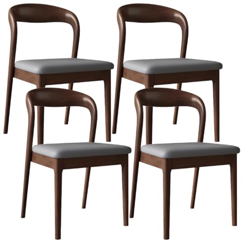 YVYKFZD Esszimmerstühle aus Holz, 2er/4er/6er-Set, Esszimmerstuhl Set ohne Armlehnen, Gepolsterte Küchenstuhl, Küchenstühle mit gebogener Rückenlehne, für Restaurants(Dark Gray+Walnut,4PCS) von YVYKFZD