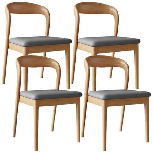YVYKFZD Esszimmerstühle aus Holz, 2er/4er/6er-Set, Esszimmerstuhl Set ohne Armlehnen, Gepolsterte Küchenstuhl, Küchenstühle mit gebogener Rückenlehne, für Restaurants(Dark Gray+Wood,4PCS) von YVYKFZD