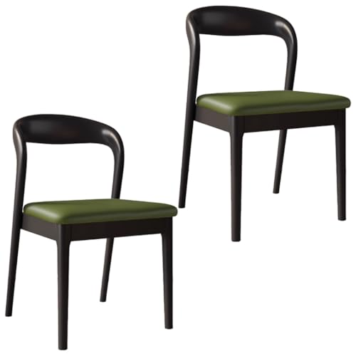 YVYKFZD Esszimmerstühle aus Holz, 2er/4er/6er-Set, Esszimmerstuhl Set ohne Armlehnen, Gepolsterte Küchenstuhl, Küchenstühle mit gebogener Rückenlehne, für Restaurants(Dark Green+Black,2PCS) von YVYKFZD
