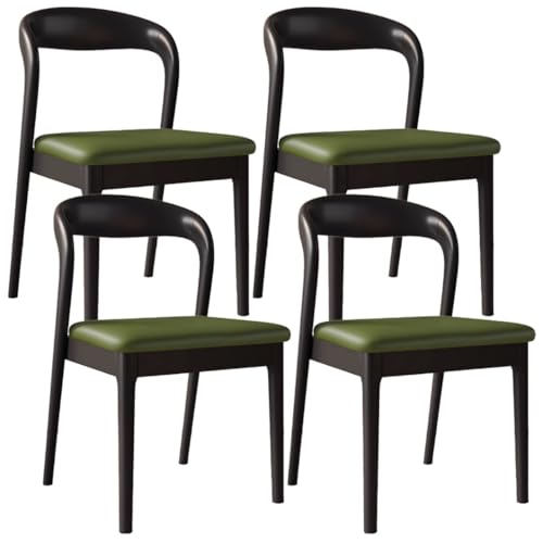 YVYKFZD Esszimmerstühle aus Holz, 2er/4er/6er-Set, Esszimmerstuhl Set ohne Armlehnen, Gepolsterte Küchenstuhl, Küchenstühle mit gebogener Rückenlehne, für Restaurants(Dark Green+Black,4PCS) von YVYKFZD