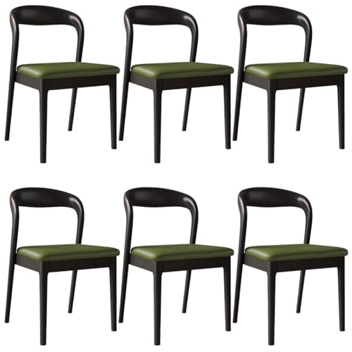 YVYKFZD Esszimmerstühle aus Holz, 2er/4er/6er-Set, Esszimmerstuhl Set ohne Armlehnen, Gepolsterte Küchenstuhl, Küchenstühle mit gebogener Rückenlehne, für Restaurants(Dark Green+Black,6PCS) von YVYKFZD