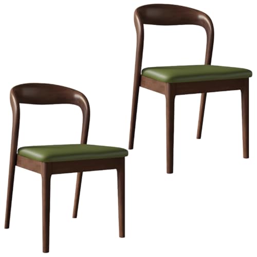 YVYKFZD Esszimmerstühle aus Holz, 2er/4er/6er-Set, Esszimmerstuhl Set ohne Armlehnen, Gepolsterte Küchenstuhl, Küchenstühle mit gebogener Rückenlehne, für Restaurants(Dark Green+Walnut,2PCS) von YVYKFZD