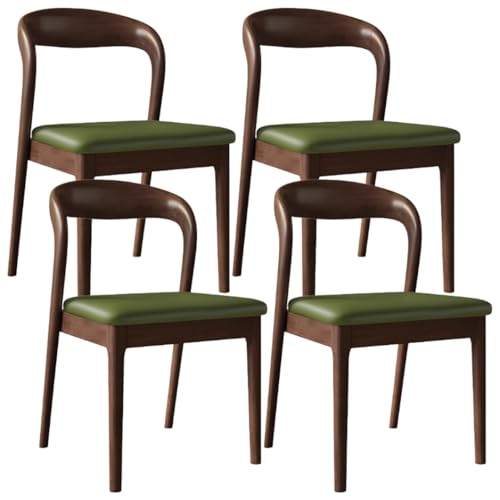YVYKFZD Esszimmerstühle aus Holz, 2er/4er/6er-Set, Esszimmerstuhl Set ohne Armlehnen, Gepolsterte Küchenstuhl, Küchenstühle mit gebogener Rückenlehne, für Restaurants(Dark Green+Walnut,4PCS) von YVYKFZD
