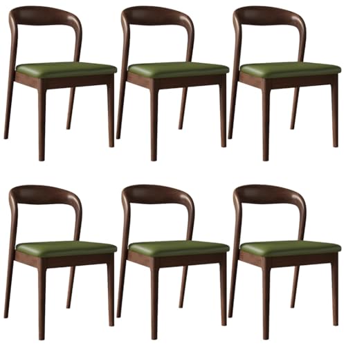YVYKFZD Esszimmerstühle aus Holz, 2er/4er/6er-Set, Esszimmerstuhl Set ohne Armlehnen, Gepolsterte Küchenstuhl, Küchenstühle mit gebogener Rückenlehne, für Restaurants(Dark Green+Walnut,6PCS) von YVYKFZD