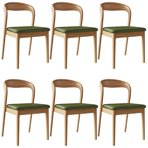 YVYKFZD Esszimmerstühle aus Holz, 2er/4er/6er-Set, Esszimmerstuhl Set ohne Armlehnen, Gepolsterte Küchenstuhl, Küchenstühle mit gebogener Rückenlehne, für Restaurants(Dark Green+Wood,6PCS) von YVYKFZD