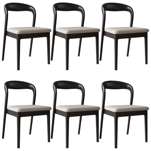 YVYKFZD Esszimmerstühle aus Holz, 2er/4er/6er-Set, Esszimmerstuhl Set ohne Armlehnen, Gepolsterte Küchenstuhl, Küchenstühle mit gebogener Rückenlehne, für Restaurants(Off-White+Black,6PCS) von YVYKFZD