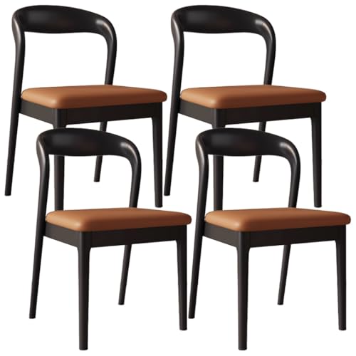 YVYKFZD Esszimmerstühle aus Holz, 2er/4er/6er-Set, Esszimmerstuhl Set ohne Armlehnen, Gepolsterte Küchenstuhl, Küchenstühle mit gebogener Rückenlehne, für Restaurants(Orange+Black,4PCS) von YVYKFZD