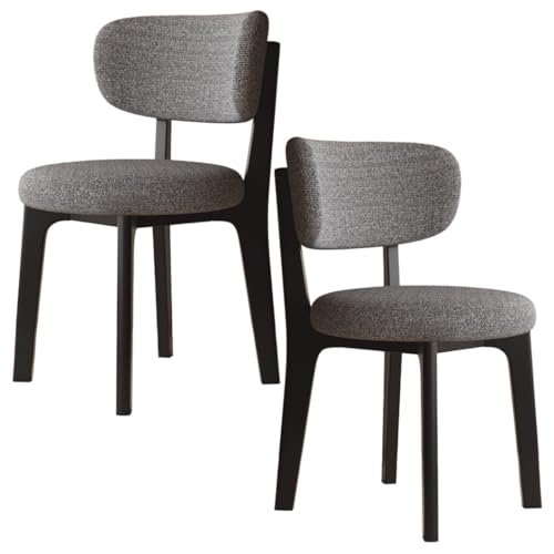 YVYKFZD Esszimmerstühle aus Holz, 2er-/4er-/6er-Set, Esszimmerstuhl ohne Armlehnen, gepolsterte Küchenstuhl, Küchenstühle mit abnehmbarem Sitzkissenbezug aus Stoff(Dark Gray+Black,2PCS) von YVYKFZD
