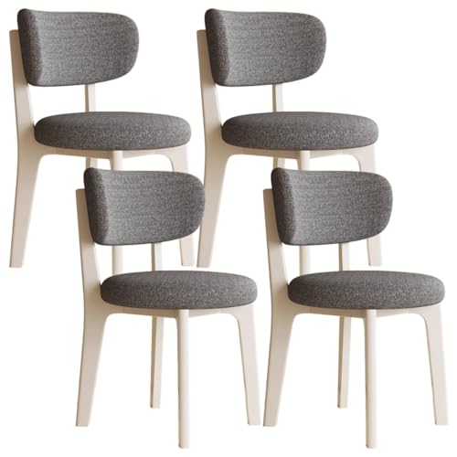 YVYKFZD Esszimmerstühle aus Holz, 2er-/4er-/6er-Set, Esszimmerstuhl ohne Armlehnen, gepolsterte Küchenstuhl, Küchenstühle mit abnehmbarem Sitzkissenbezug aus Stoff(Dark Gray+Cream,4PCS) von YVYKFZD